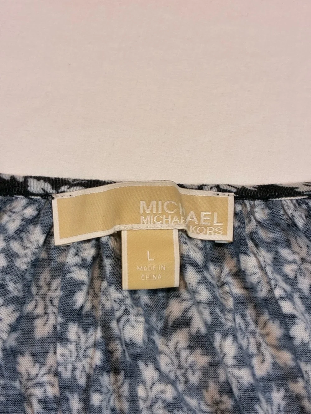 Michael Kors Dark Blue and White Floral Scoop Neck Blouse - Picture 3 of 5